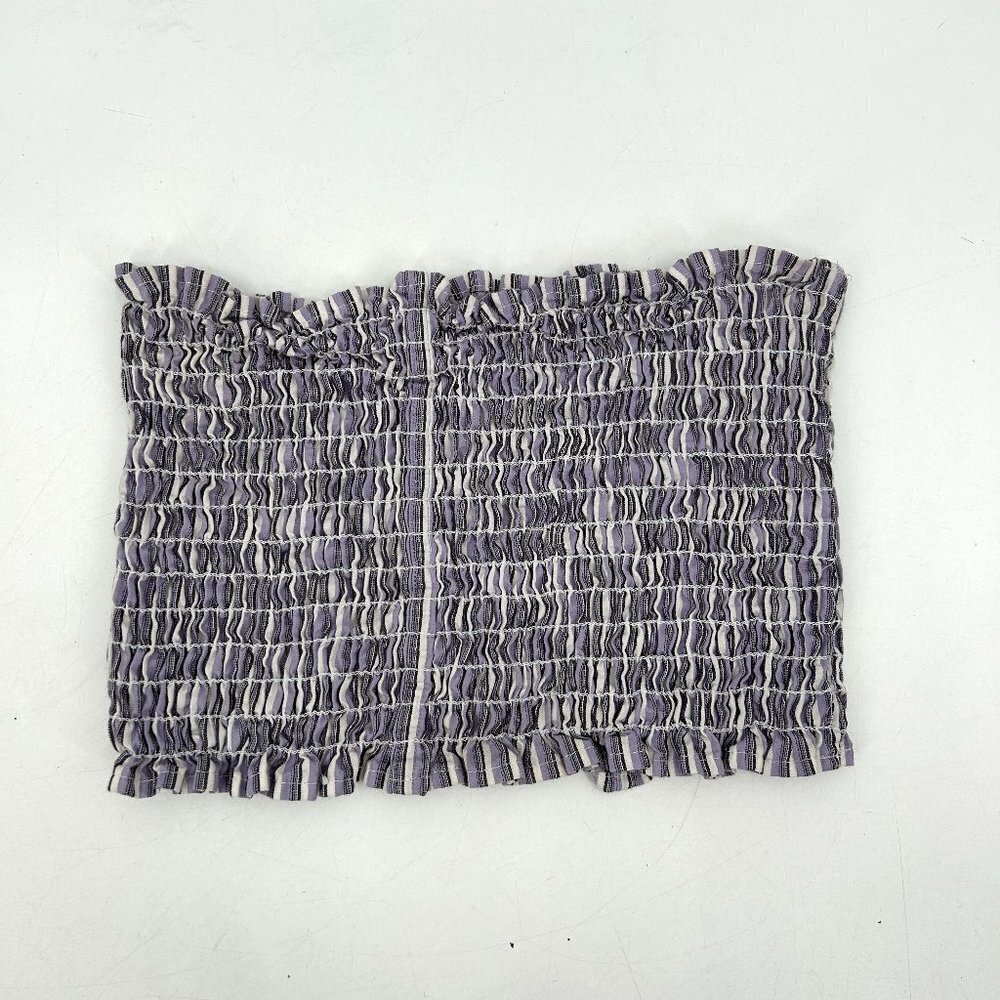FURST OF A KIND LF Purple White Striped Smocked Cropped Mini Tube Top One Size